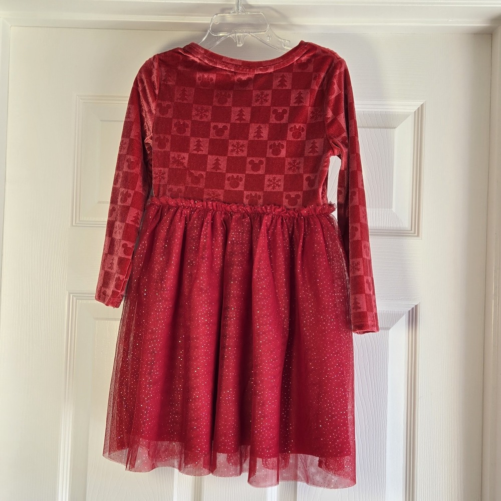 Disney Jumping Beans Mickey Minnie Velour Red Tutu Dress Girl's Size 4 Christmas - Picture 3 of 6